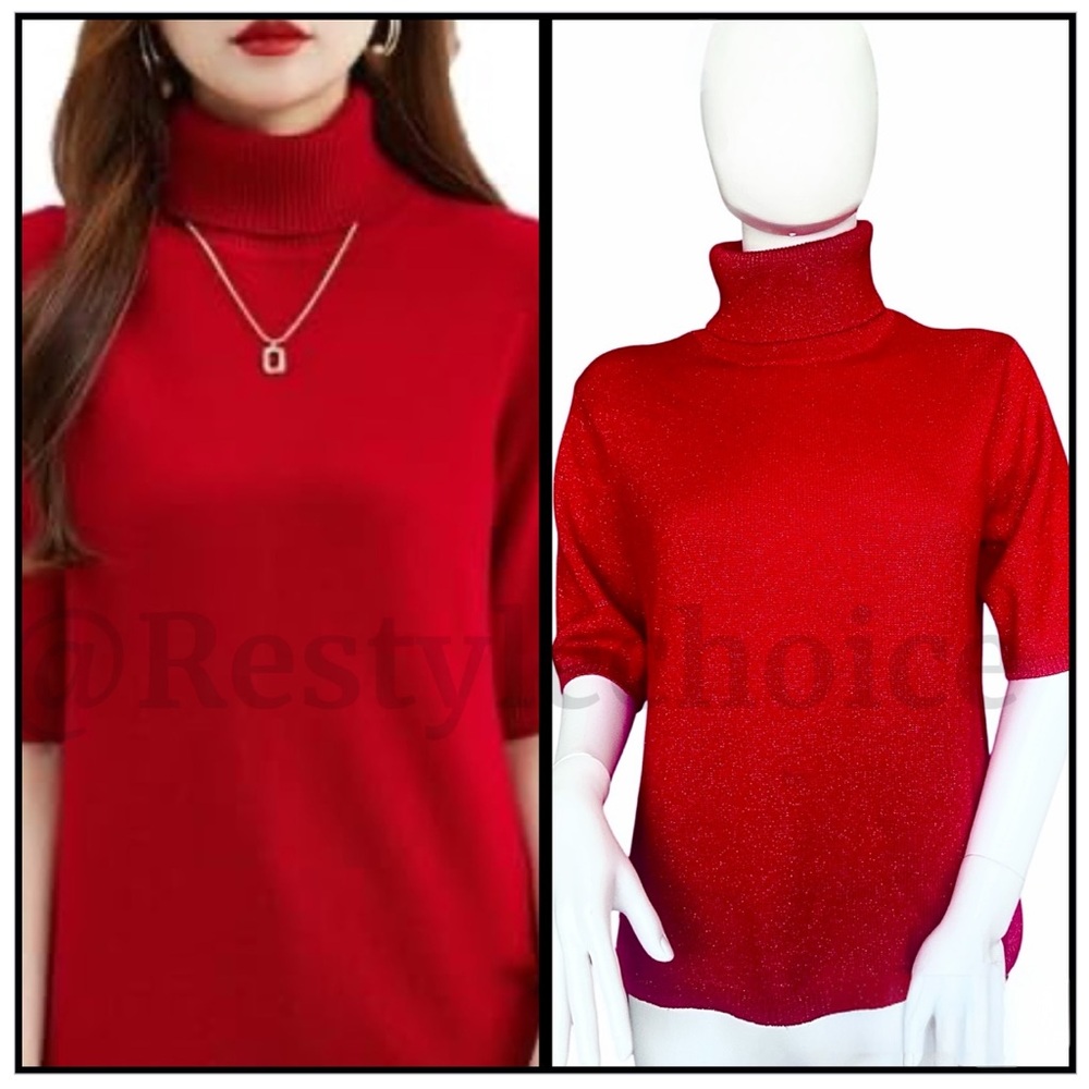 Elegant Red Turtleneck Sweater size M